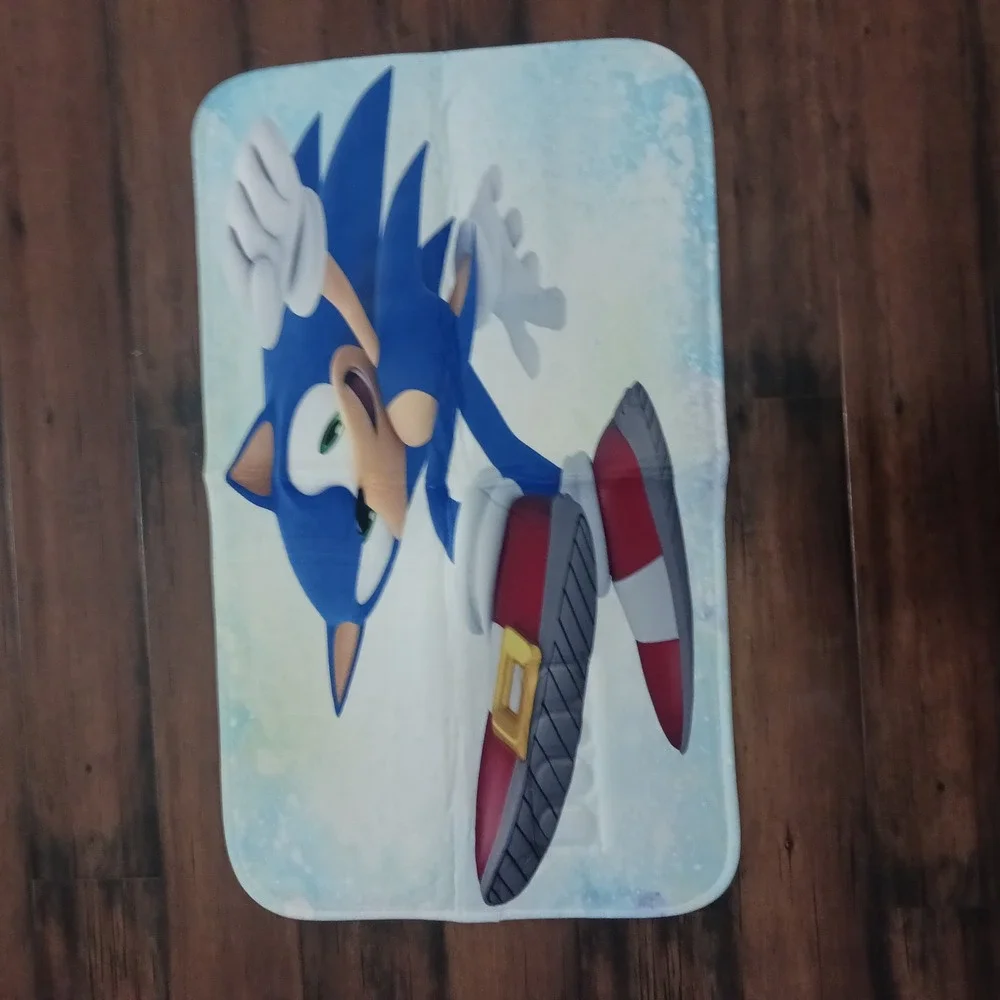 Sonic the Hedgehog Bathroom Set Shower Curtain Rugs Toilet Cover 16pc Blue